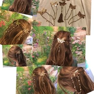SALE ! Gold butterfly hair clip free people custom
